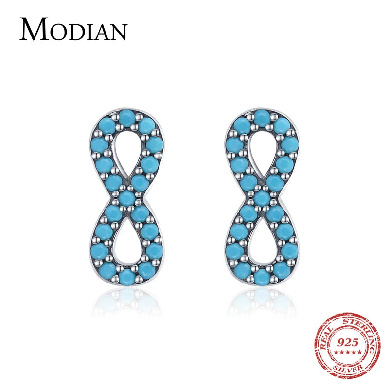 925 Silver Turquoise Stud Earrings Infinite Love Jewelry Gift