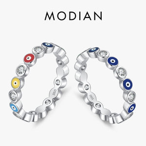 925 Silver Enamel Eyes Stackable Rings Women Girls Jewelry