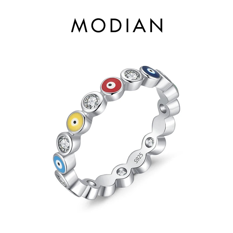 925 Silver Enamel Eyes Stackable Rings Women Girls Jewelry