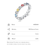 925 Silver Enamel Eyes Stackable Rings Women Girls Jewelry