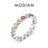 925 Silver Enamel Eyes Stackable Rings Women Girls Jewelry