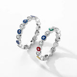 925 Silver Enamel Eyes Stackable Rings Women Girls Jewelry