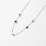 925 Silver Rainbow Zirconia Pendant Necklace Geometric Chain for Women