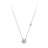 925 Silver Zircon Flowers Pendant Necklace Rose Neck Chain for Women