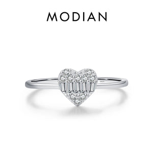 925 Silver Heart Zirconia Ring Platinum Plated