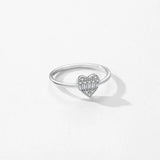 925 Silver Heart Zirconia Ring Platinum Plated