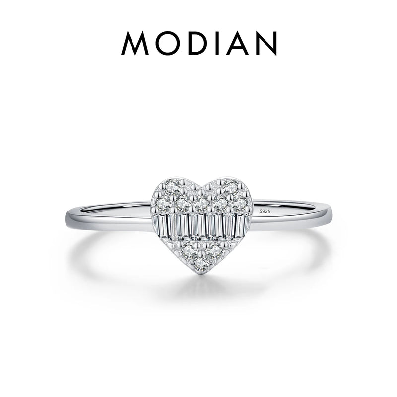925 Silver Heart Zirconia Ring Platinum Plated