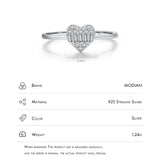 925 Silver Heart Zirconia Ring Platinum Plated