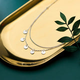 925 Silver Double Chain Sequins Pendant Necklace for Women