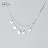 925 Silver Double Chain Sequins Pendant Necklace for Women