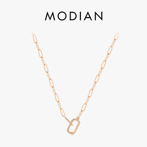 925 Silver Geometric Pendant Necklace Women Lock Chain Wedding Jewelry
