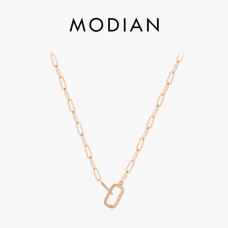 925 Silver Geometric Pendant Necklace Women Lock Chain Wedding Jewelry