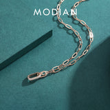 925 Silver Geometric Pendant Necklace Women Lock Chain Wedding Jewelry