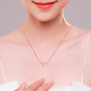 925 Silver Geometric Pendant Necklace Women Lock Chain Wedding Jewelry