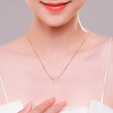 925 Silver Geometric Pendant Necklace Women Lock Chain Wedding Jewelry