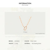 925 Silver Geometric Pendant Necklace Women Lock Chain Wedding Jewelry