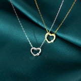 925 Silver Zircon Hearts Pendant Necklace for Women