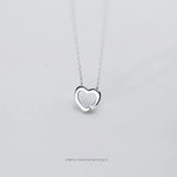925 Silver Zircon Hearts Pendant Necklace for Women