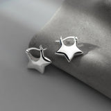 925 Silver Stars Ear Buckles Hoop Earrings For Women