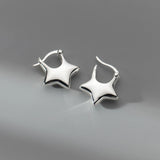 925 Silver Stars Ear Buckles Hoop Earrings For Women