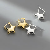 925 Silver Stars Ear Buckles Hoop Earrings For Women