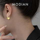 925 Silver Stars Ear Buckles Hoop Earrings For Women
