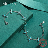 925 Silver Turquoise Charm Link Bracelet Vintage Jewelry Pulseira
