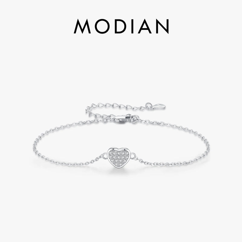 925 Silver Hearts Chain Bracelet Platinum Plated Women Jewelry