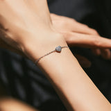 925 Silver Hearts Chain Bracelet Platinum Plated Women Jewelry