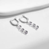 925 Sterling Silver Clear CZ Dangle Earrings Classic Drop for Women