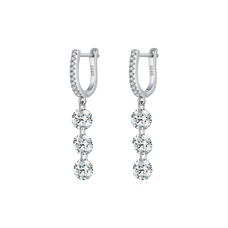 925 Sterling Silver Clear CZ Dangle Earrings Classic Drop for Women