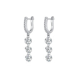 925 Sterling Silver Clear CZ Dangle Earrings Classic Drop for Women