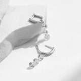 925 Sterling Silver Clear CZ Dangle Earrings Classic Drop for Women