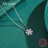 925 Silver Flower Pendant Necklace Drop Zirconia Wedding Jewelry
