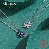 925 Silver Flower Pendant Necklace Drop Zirconia Wedding Jewelry