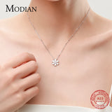 925 Silver Flower Pendant Necklace Drop Zirconia Wedding Jewelry