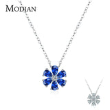 925 Silver Flower Pendant Necklace Drop Zirconia Wedding Jewelry