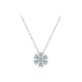 925 Silver Flower Pendant Necklace Drop Zirconia Wedding Jewelry