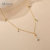 925 Silver CZ Water Drop Necklace Chain for Women Wedding Jewelry