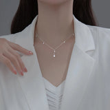 925 Silver CZ Water Drop Necklace Chain for Women Wedding Jewelry