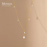 925 Silver CZ Water Drop Necklace Chain for Women Wedding Jewelry