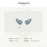 925 Silver Vintage Leaf Earrings Turquoise Studs Women Anniversary Gift