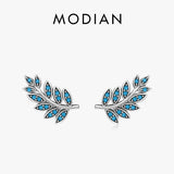 925 Silver Vintage Leaf Earrings Turquoise Studs Women Anniversary Gift