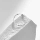 925 Silver Sparkling Wavy Stackable Charm Ring Platinum Plated