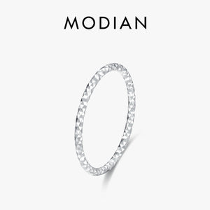 925 Silver Sparkling Wavy Stackable Charm Ring Platinum Plated
