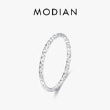 925 Silver Sparkling Wavy Stackable Charm Ring Platinum Plated