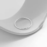 925 Silver Sparkling Wavy Stackable Charm Ring Platinum Plated