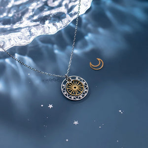 925 Sterling Silver Adjustable Link Chain Necklace with Stars Sun Pendant