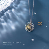 925 Sterling Silver Adjustable Link Chain Necklace with Stars Sun Pendant