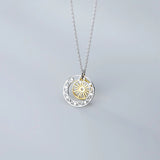 925 Sterling Silver Adjustable Link Chain Necklace with Stars Sun Pendant